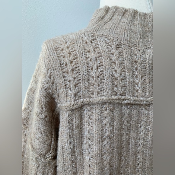 Open Knit Mock Neck Long Sleeve Sweater - Picture 13 of 14